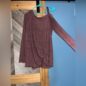 Promesa Burgundy cold shoulder Long Sleeve Top